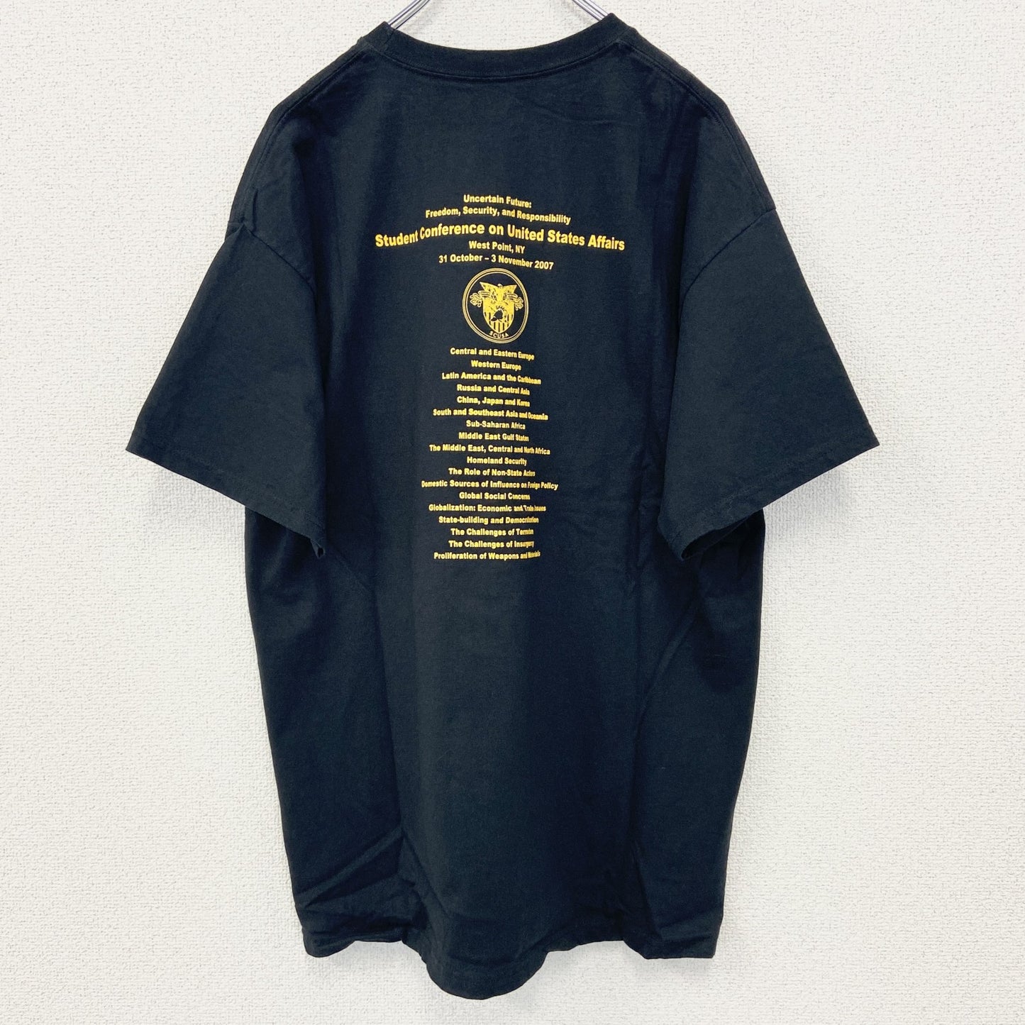 古着 used　champion　チャンピオン　半袖プリントTシャツ　SCUSA　レトロデザイン　黒　ブラック　Lサイズ