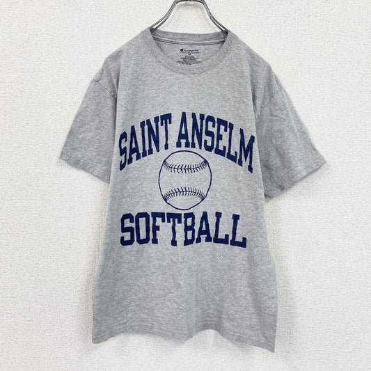 Champion　チャンピオン　半袖プリントTシャツ　ソフトボール　灰色　グレー　Mサイズ
