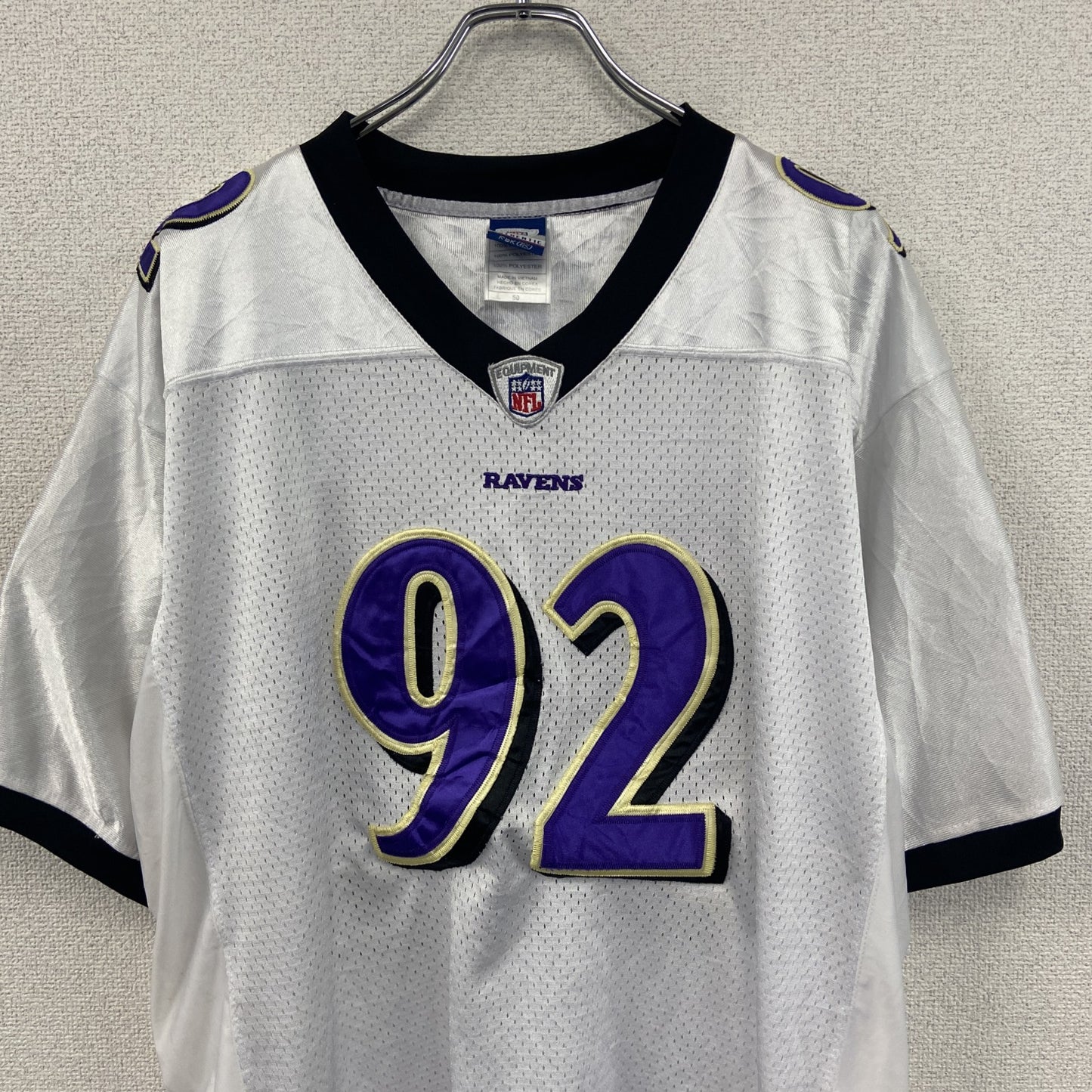 Reebok　リーボック　NFL　ボルチモアナタ　ハロティナタ　半袖Tシャツ　ゲームシャツ　白　ホワイト　50サイズ