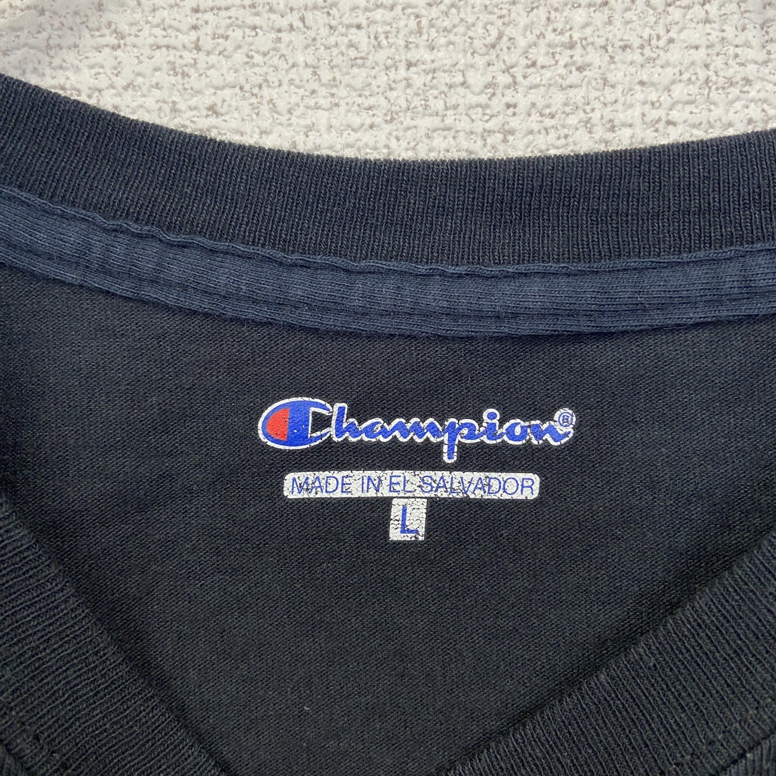 古着 used　champion　チャンピオン　半袖プリントTシャツ　SCUSA　レトロデザイン　黒　ブラック　Lサイズ