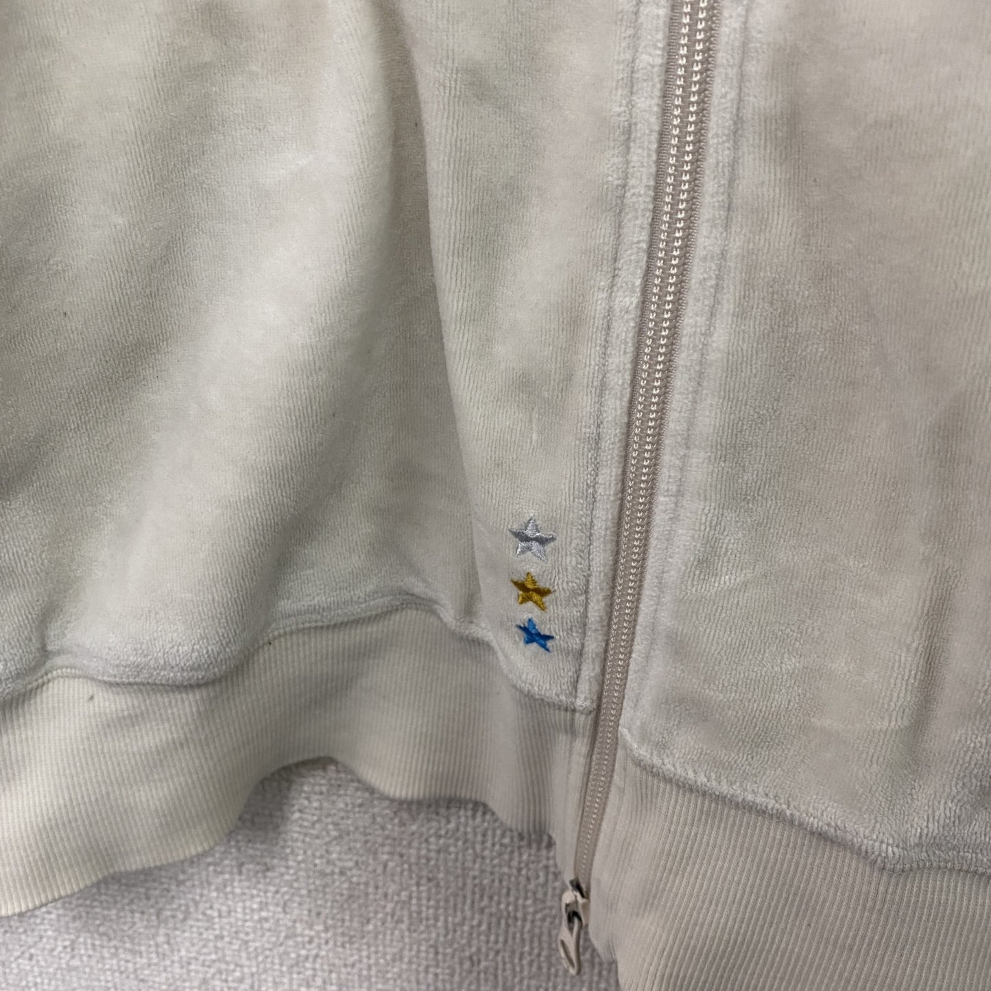 Quiksilver　クイックシルバー　フルジップベロアトラックジャケット/ジャージ　ホワイト　グリーン　Mサイズ