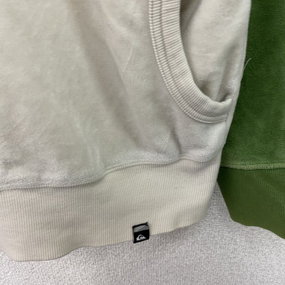 Quiksilver　クイックシルバー　フルジップベロアトラックジャケット/ジャージ　ホワイト　グリーン　Mサイズ