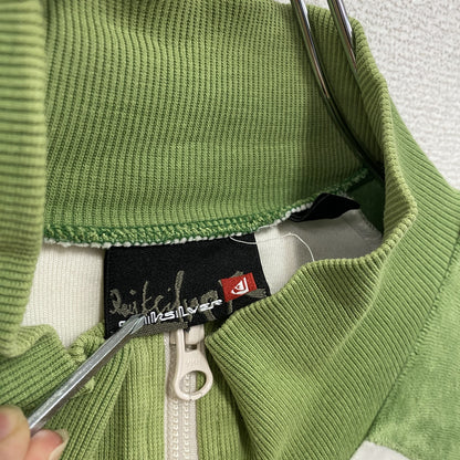 Quiksilver　クイックシルバー　フルジップベロアトラックジャケット/ジャージ　ホワイト　グリーン　Mサイズ