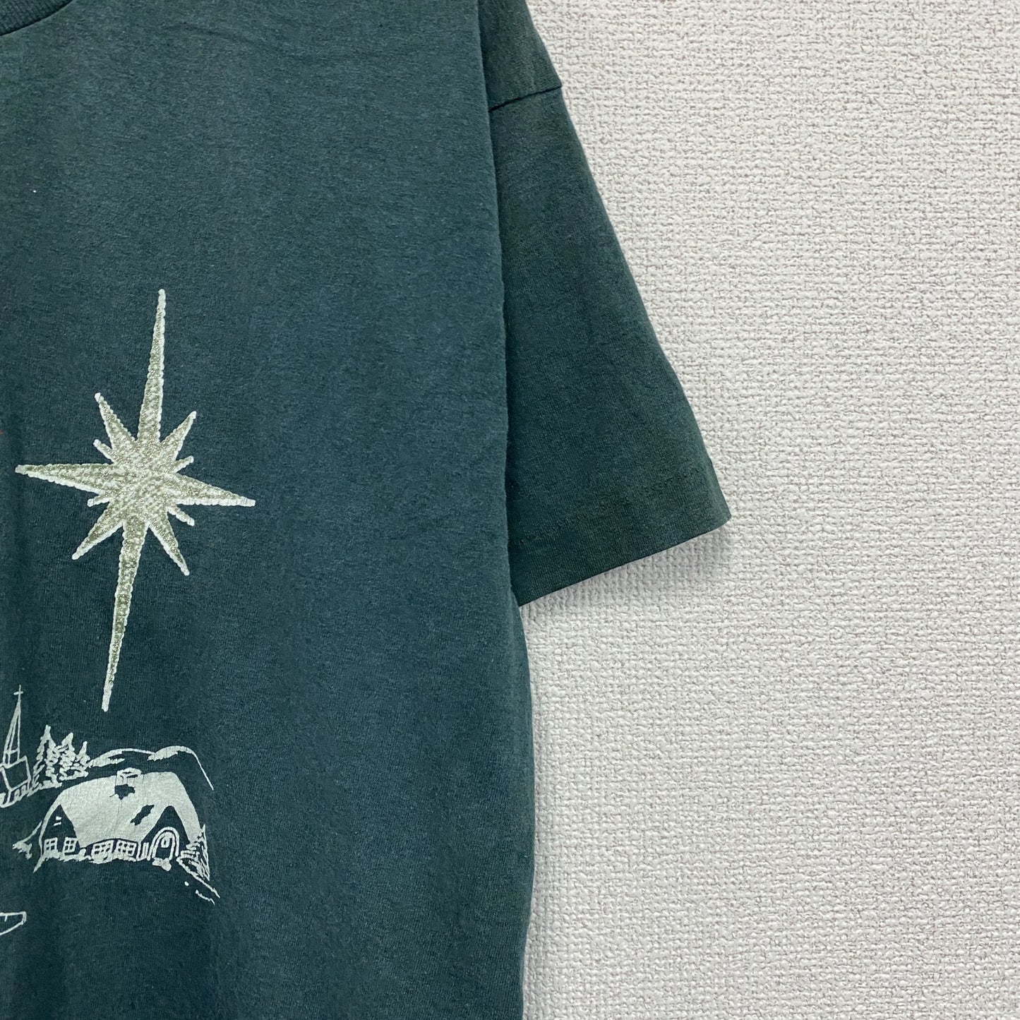 80s　FRUIT OF THE LOOM　フルーツオブザルーム　半袖プリントTシャツ　緑　グリーン　Lサイズ