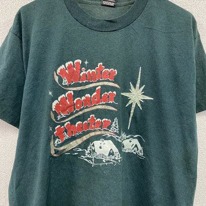 80s　FRUIT OF THE LOOM　フルーツオブザルーム　半袖プリントTシャツ　緑　グリーン　Lサイズ
