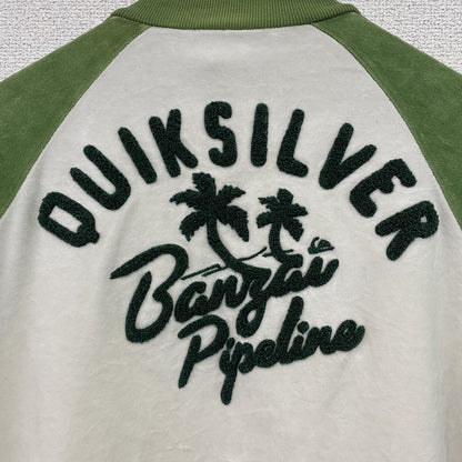 Quiksilver　クイックシルバー　フルジップベロアトラックジャケット/ジャージ　ホワイト　グリーン　Mサイズ