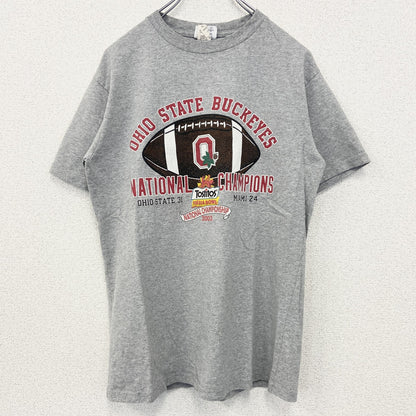 古着 used　champion　チャンピオン　半袖プリントTシャツ　オハイオステートバックアイズ　フットボール　グレー　Ｍサイズ