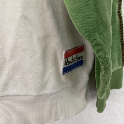 Quiksilver　クイックシルバー　フルジップベロアトラックジャケット/ジャージ　ホワイト　グリーン　Mサイズ