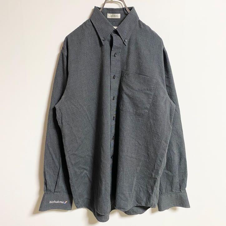 古着 used　CUTTER&BUCK　カッター&バック　長袖ワンポイント刺繍シャツ　グレー　秋冬服　レトロ　Mサイズ