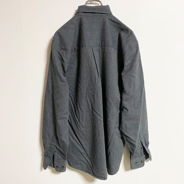 古着 used　CUTTER&BUCK　カッター&バック　長袖ワンポイント刺繍シャツ　グレー　秋冬服　レトロ　Mサイズ