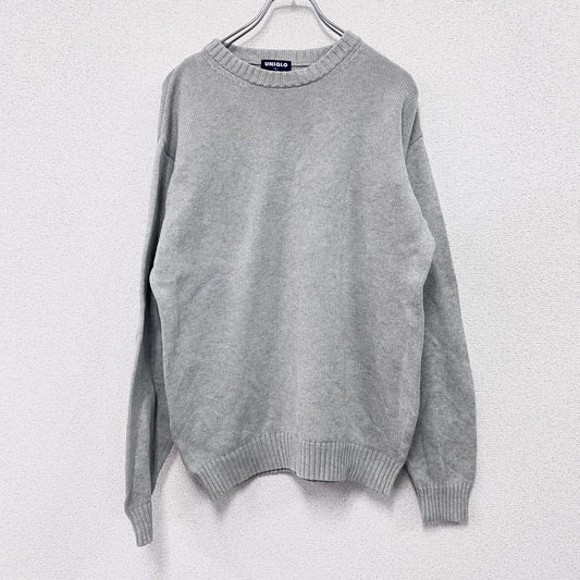 ～00s　OLD UNIQLO　オールドユニクロ　コットンニットセーター　ヴィンテージ　灰色　グレー　Lサイズ