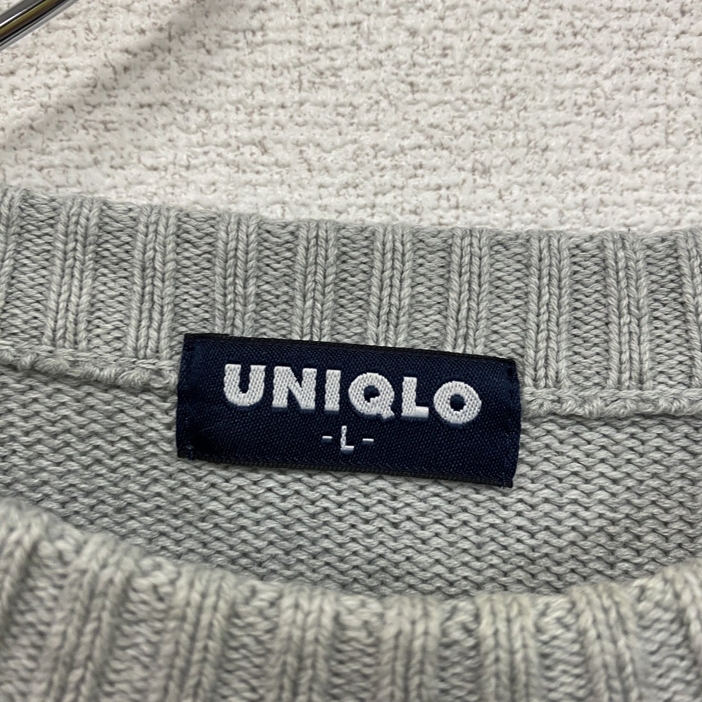 ～00s　OLD UNIQLO　オールドユニクロ　コットンニットセーター　ヴィンテージ　灰色　グレー　Lサイズ