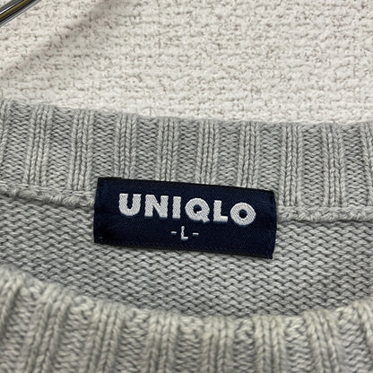 ～00s　OLD UNIQLO　オールドユニクロ　コットンニットセーター　ヴィンテージ　灰色　グレー　Lサイズ