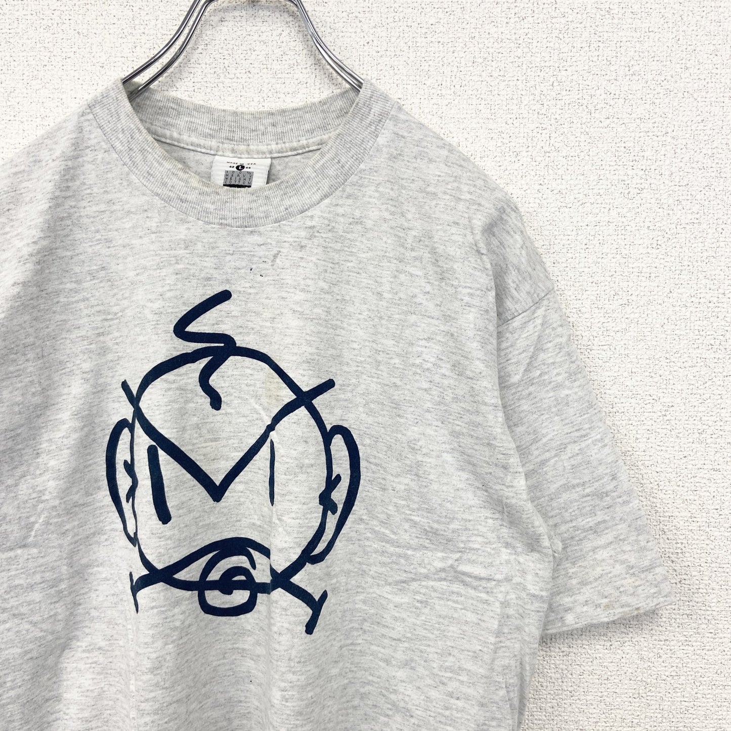 古着 used　90s　LEE　リー　半袖プリントTシャツ　USA製　霜降りカラー　ライトグレー　レトロデザイン　Lサイズ