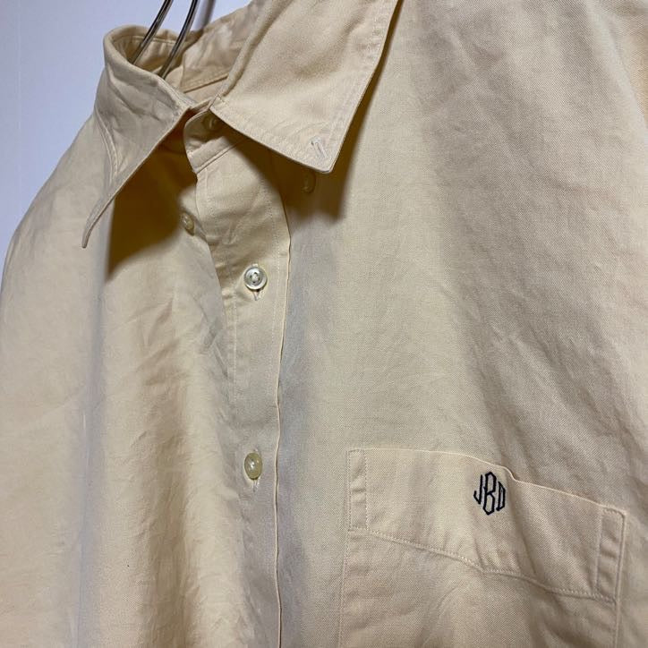 古着 used　LANDS'END　ランズエンド　長袖ワンポイント刺繍シャツ　シンプル　黄色　ライトイエロー　秋冬服　レトロ