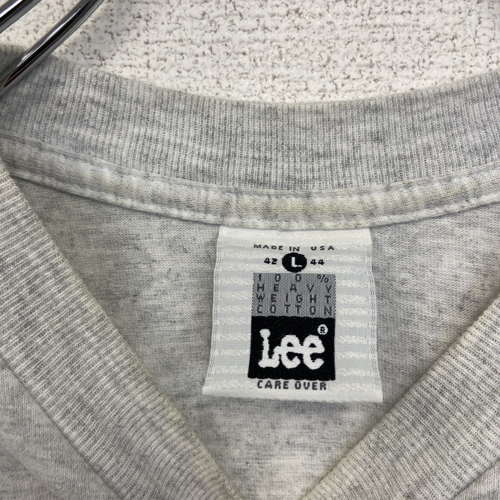 古着 used　90s　LEE　リー　半袖プリントTシャツ　USA製　霜降りカラー　ライトグレー　レトロデザイン　Lサイズ