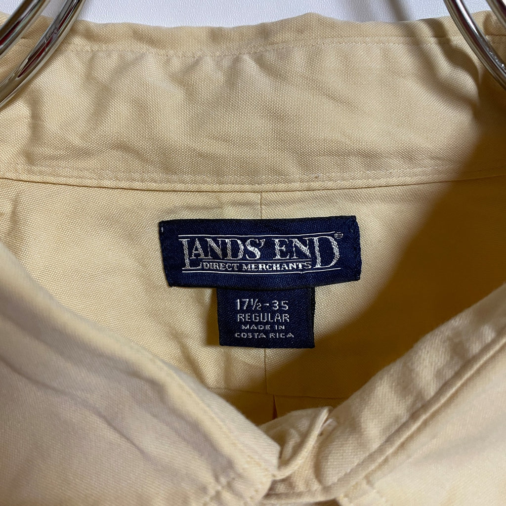 古着 used　LANDS'END　ランズエンド　長袖ワンポイント刺繍シャツ　シンプル　黄色　ライトイエロー　秋冬服　レトロ