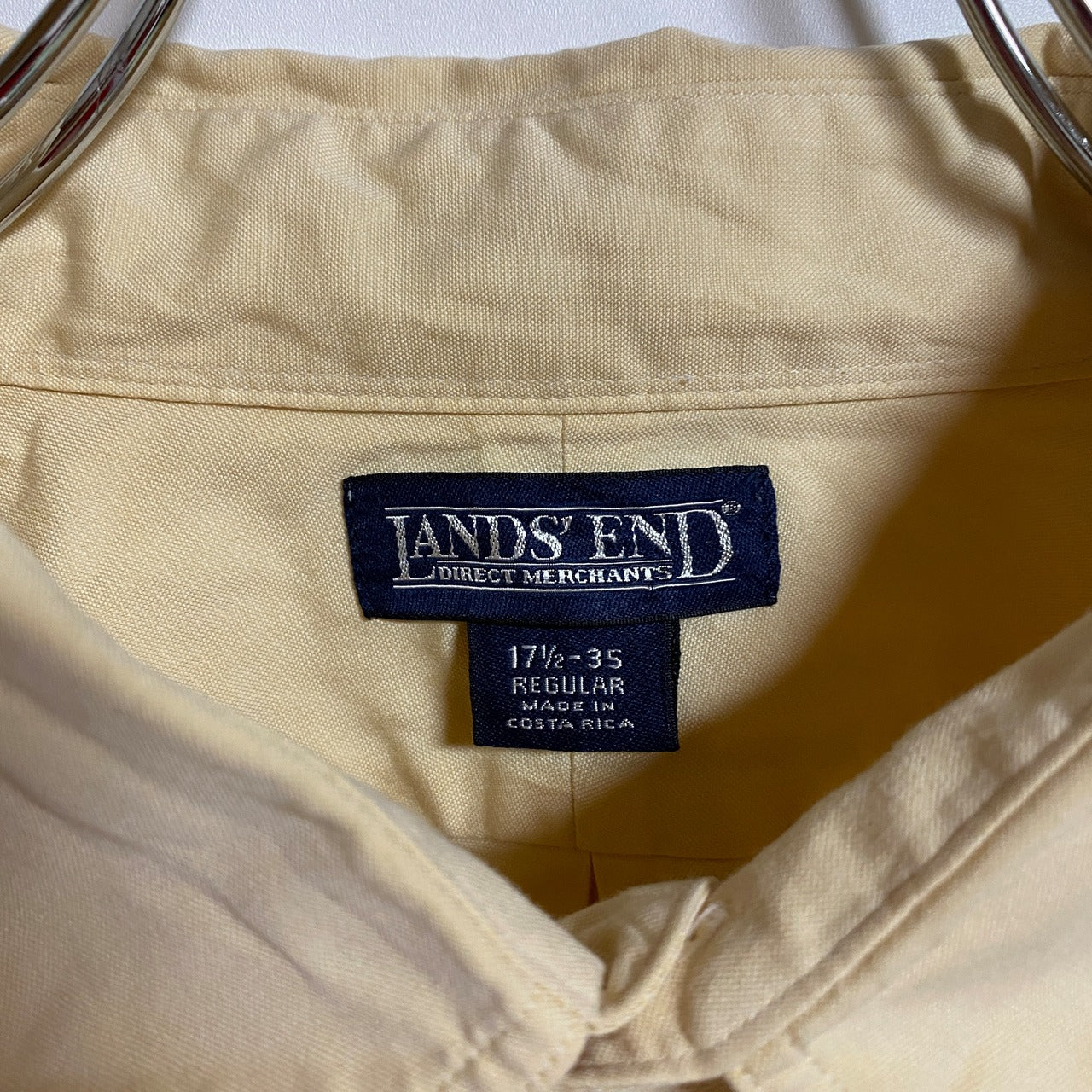 古着 used　LANDS'END　ランズエンド　長袖ワンポイント刺繍シャツ　シンプル　黄色　ライトイエロー　秋冬服　レトロ
