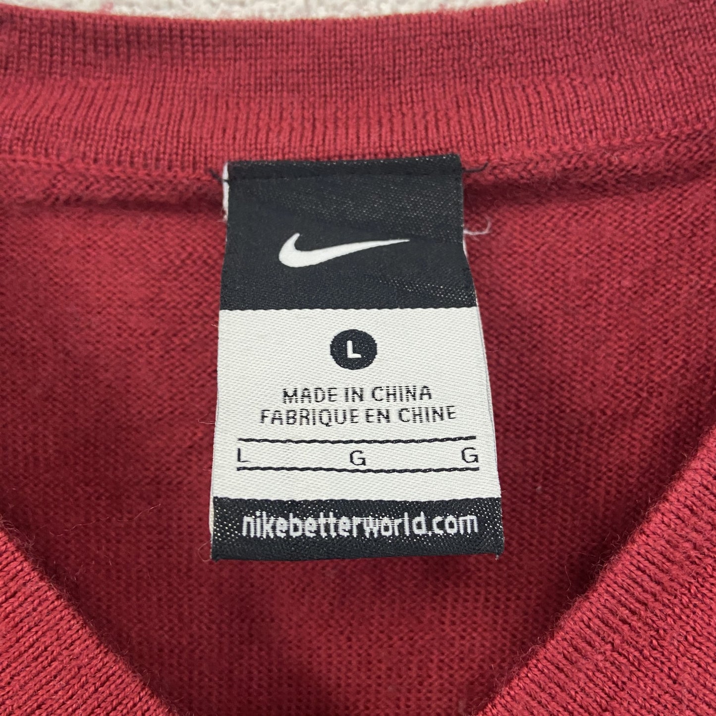 NIKE　ナイキ　ニットベスト　スウッシュ　赤　レッド　Lサイズ