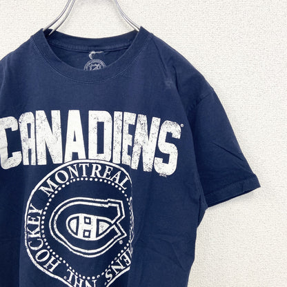 古着 used　NHL　半袖プリントTシャツ　アイスホッケー　モントリオール・カナディアンズ　ネイビー　紺　レトロ　Mサイズ