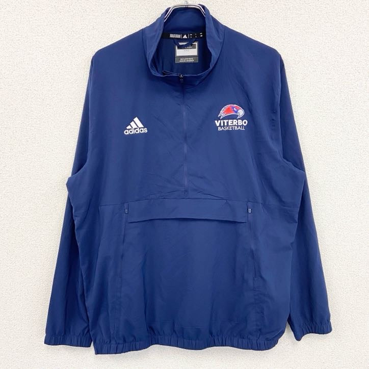adidas　アディダス　ハーフジッププルオーバージャケット　パフォーマンスロゴ　刺繍ロゴ　ワッペン　紺　ネイビー　Lサイズ