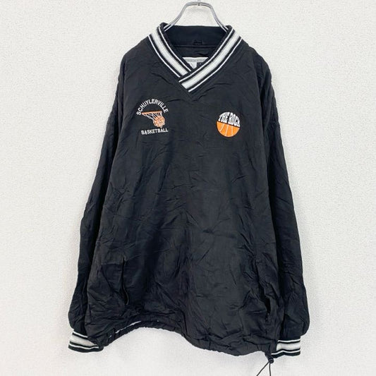 90s　AUTHENTIC FOR ATHLETES　プルオーバーナイロンジャケット　ヴィンテージ　黒　ブラック　XLサイズ