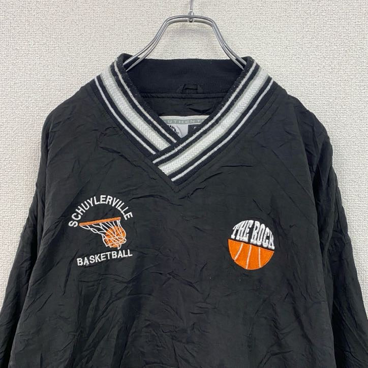 90s　AUTHENTIC FOR ATHLETES　プルオーバーナイロンジャケット　ヴィンテージ　黒　ブラック　XLサイズ
