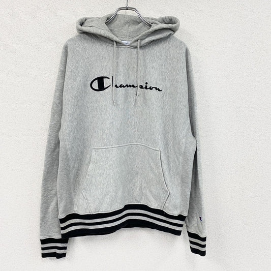 Champion　チャンピオン　リバースウィーブ　スウェットパーカー/フーディー　リブライン　灰色　グレー　Lサイズ