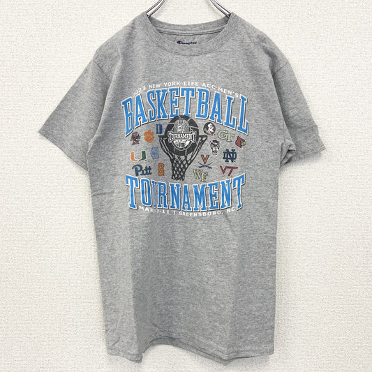 古着 used　champion　チャンピオン　半袖プリントTシャツ　バスケットボール　トーナメント　グレー　2023　Sサイズ