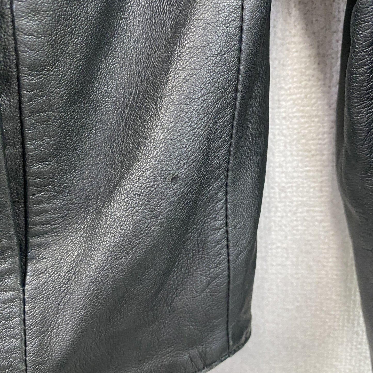 CITY　シティ　ノーカラーラムレザージャケット　シングルライダースジャケット　黒　ブラック　0サイズ
