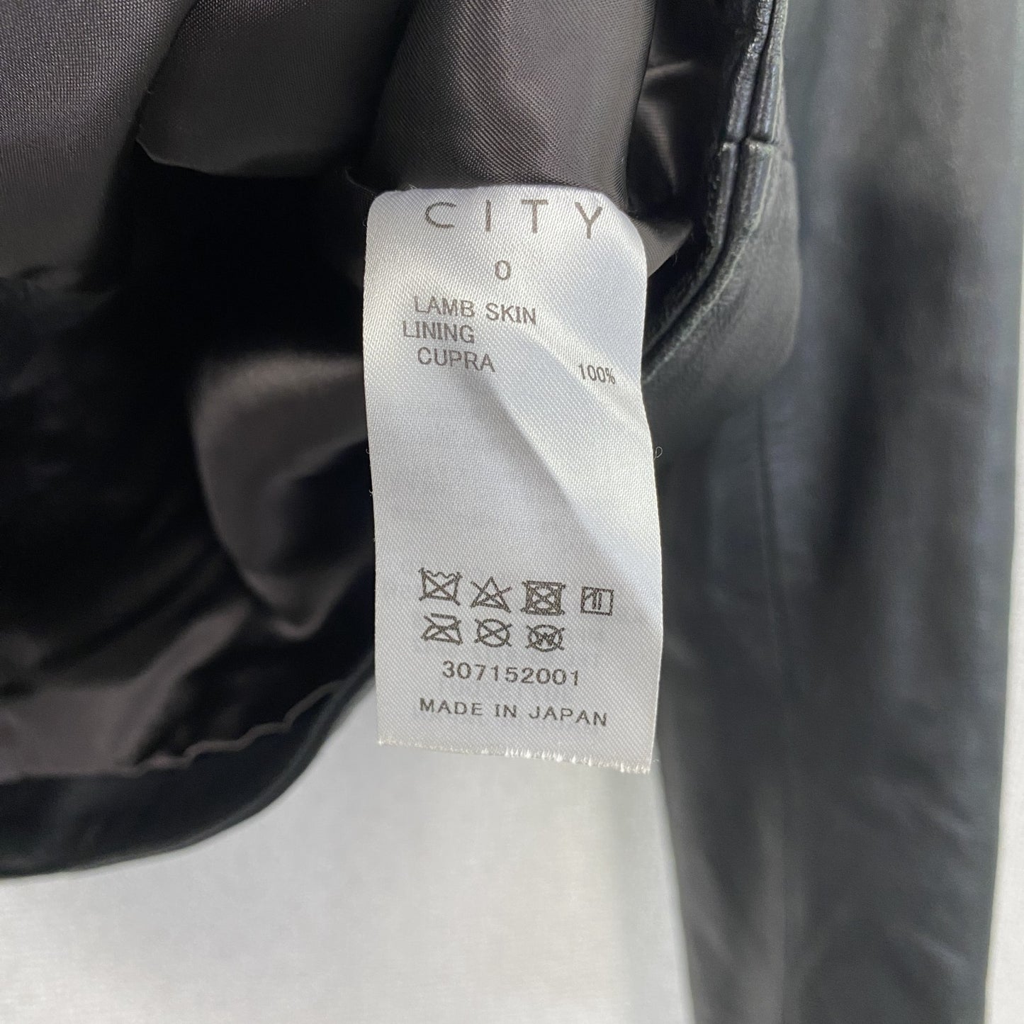 CITY　シティ　ノーカラーラムレザージャケット　シングルライダースジャケット　黒　ブラック　0サイズ
