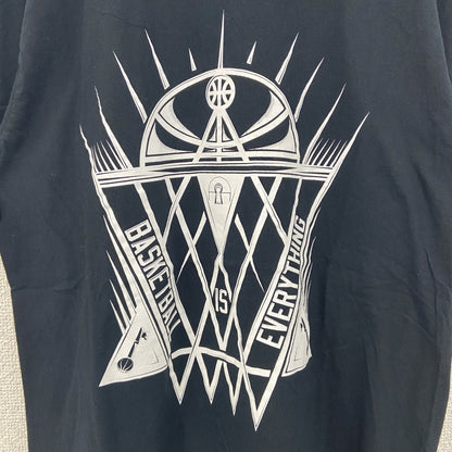 古着 used　adidas　アディダス　半袖プリントTシャツ　バスケットボール　クルーネック　黒　ブラック　レトロ　Mサイズ