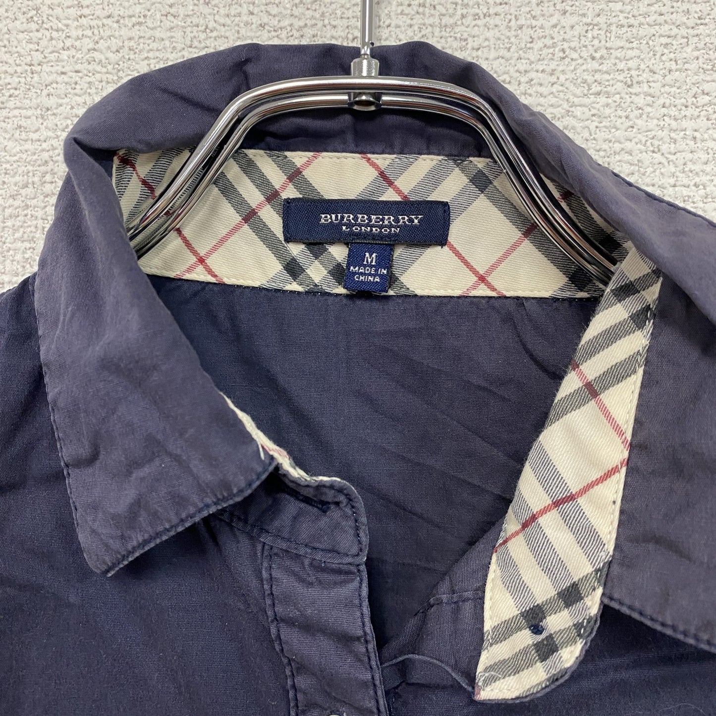 BURBERRY LONDON　バーバリーロンドン　七分袖シャツ　ノバチェック　紺　ネイビー　Mサイズ