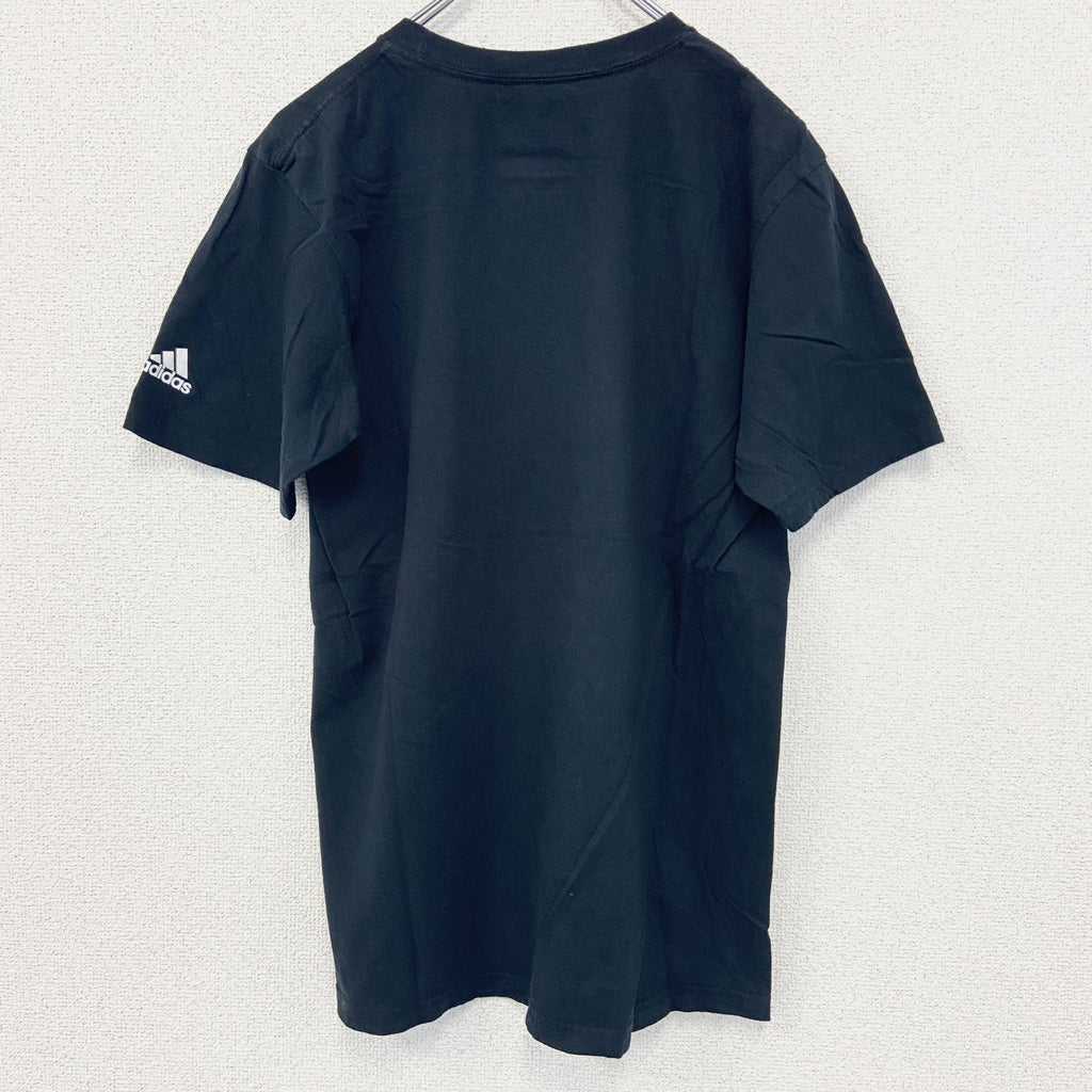 古着 used　adidas　アディダス　半袖プリントTシャツ　バスケットボール　クルーネック　黒　ブラック　レトロ　Mサイズ