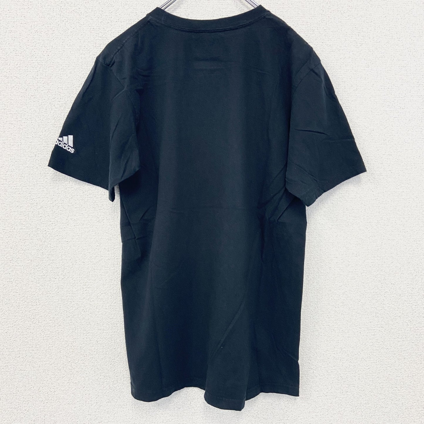 古着 used　adidas　アディダス　半袖プリントTシャツ　バスケットボール　クルーネック　黒　ブラック　レトロ　Mサイズ