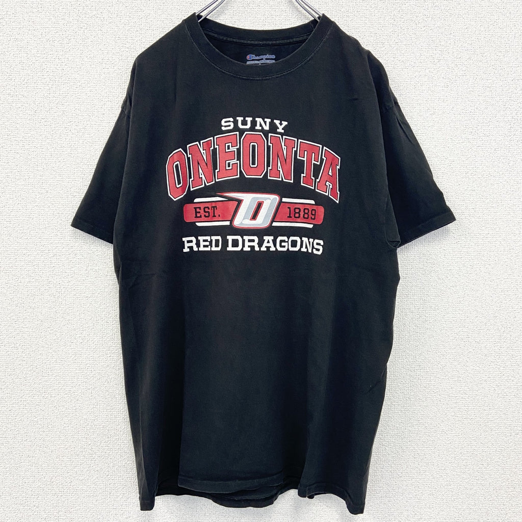 古着 used　champion チャンピオン　半袖カレッジプリントTシャツ　オネオンタ大学　クルーネック　レトロ　Lサイズ