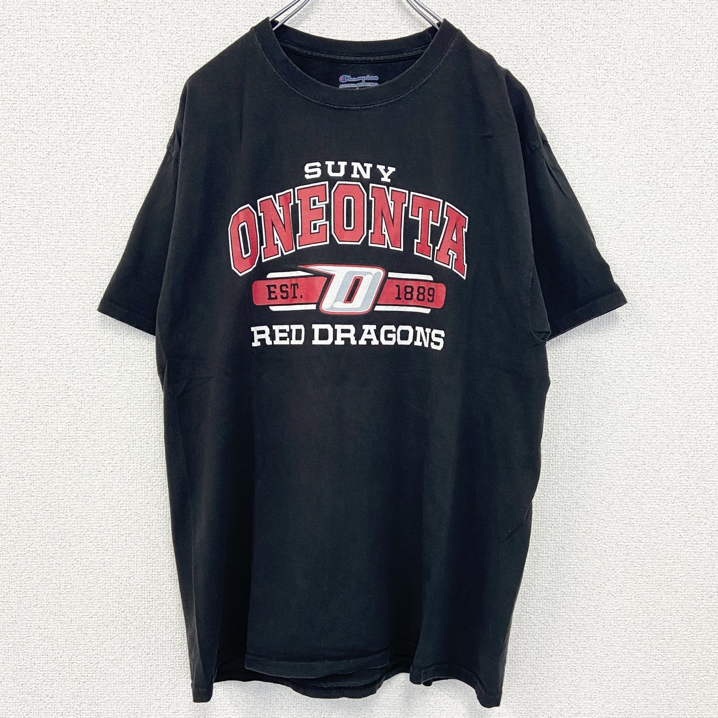 古着 used　champion チャンピオン　半袖カレッジプリントTシャツ　オネオンタ大学　クルーネック　レトロ　Lサイズ