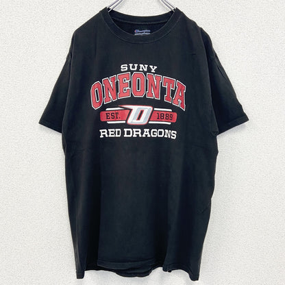 古着 used　champion チャンピオン　半袖カレッジプリントTシャツ　オネオンタ大学　クルーネック　レトロ　Lサイズ