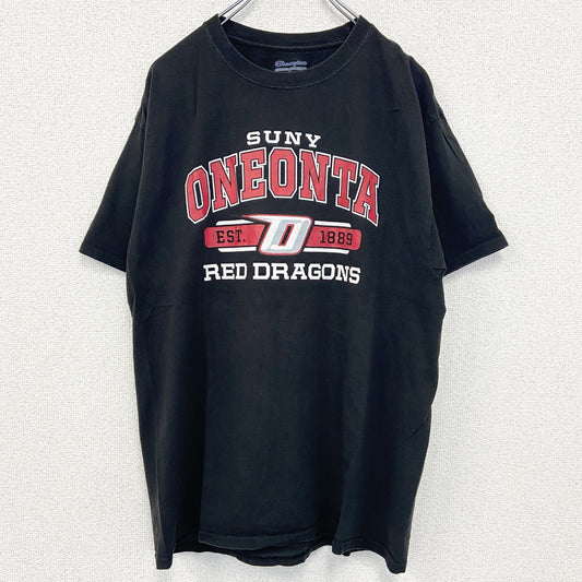 古着 used　champion チャンピオン　半袖カレッジプリントTシャツ　オネオンタ大学　クルーネック　レトロ　Lサイズ