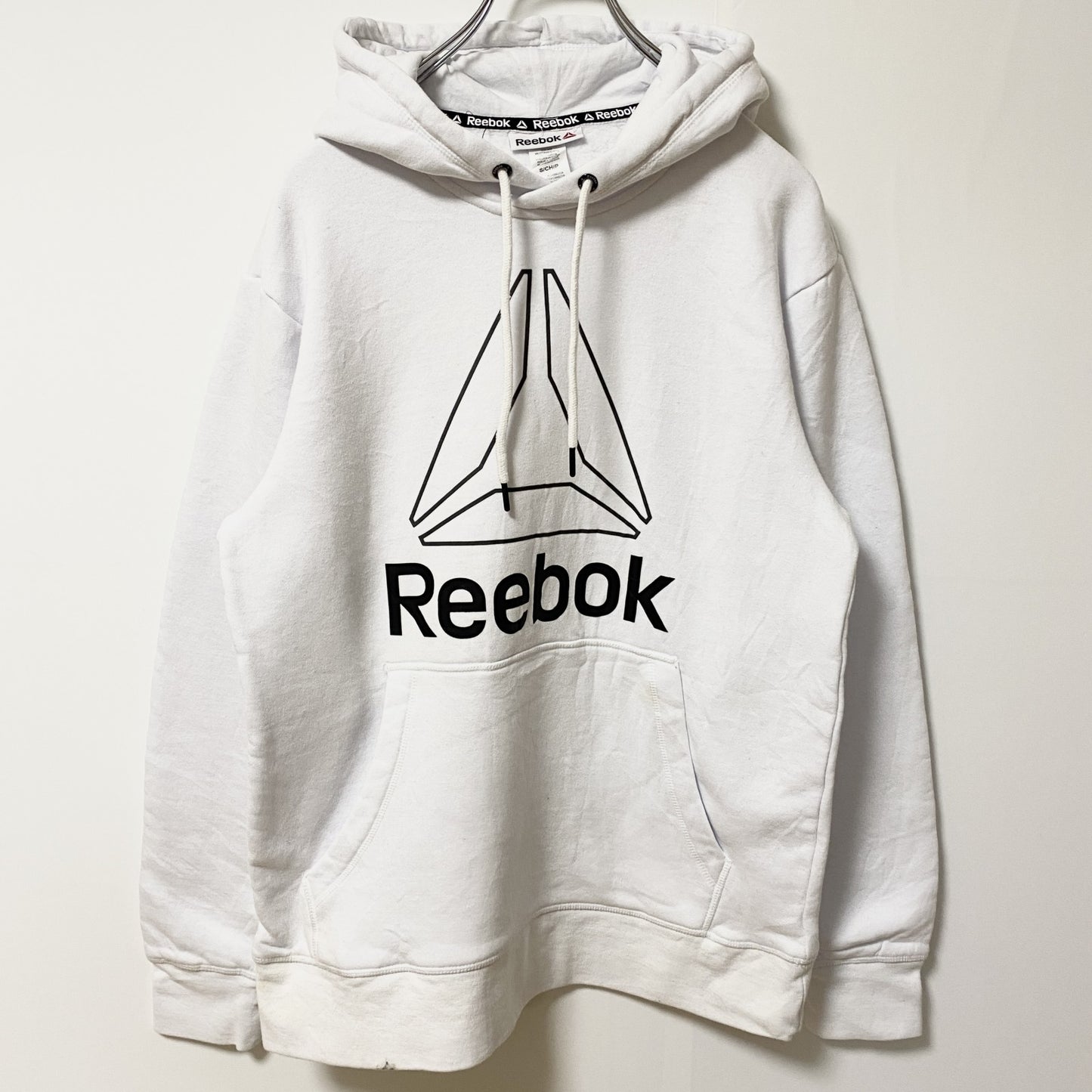 Reebok　リーボック　スウェットパーカー/フーディー　デカロゴ　白　ホワイト　Sサイズ