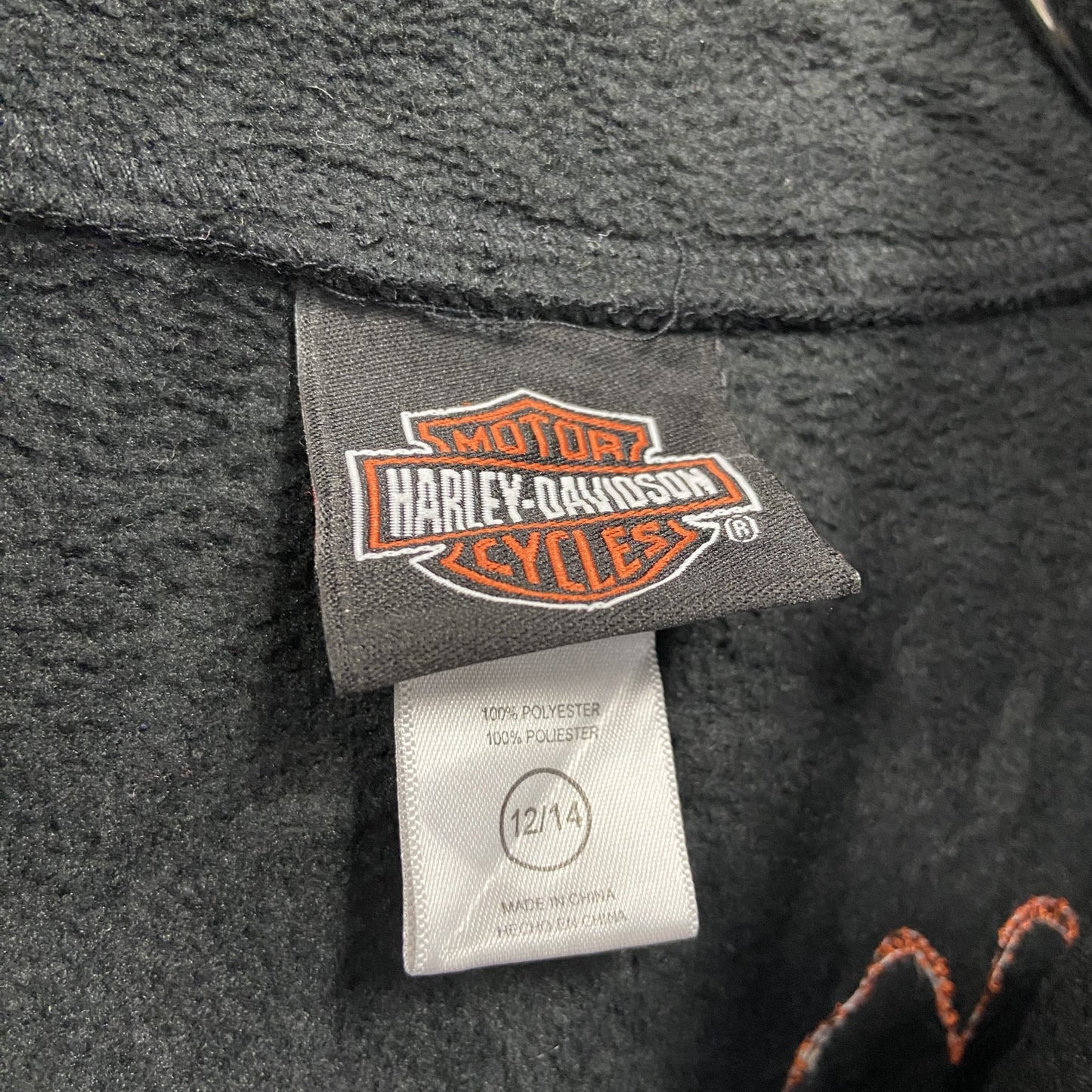 HARLEY DAVIDSON　ハーレーダビッドソン　フリースプルオーバー　黒　ブラック　12/14サイズ