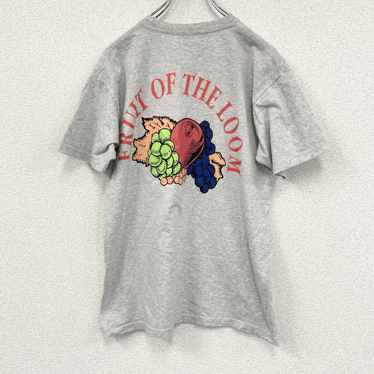 FRUIT OF THE LOOM　フルーツオブザルーム　半袖プリントＴシャツ　アーチプリント　デカロゴ　霜降りグレー　Mサイズ