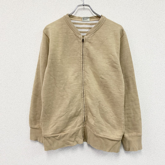 Good Wear　グッドウェア　フルジップスウェット/トレーナー　ノーカラー　ボーダー柄　ベージュ　Mサイズ