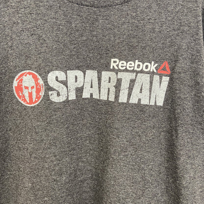古着 used　Reebok リーボック　半袖スポーツプリントTシャツ　スパルタンレース　カジュアル　グレー　Mサイズ