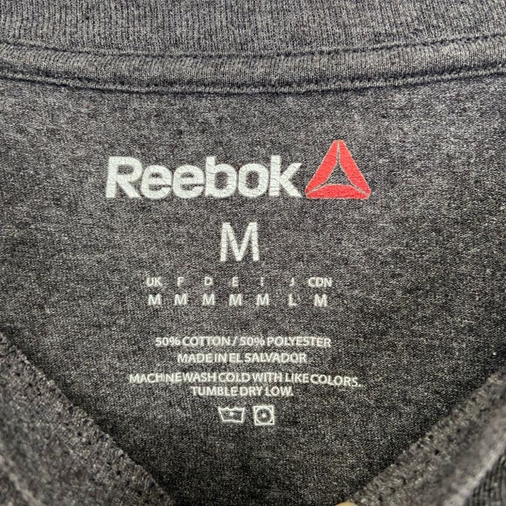 古着 used　Reebok リーボック　半袖スポーツプリントTシャツ　スパルタンレース　カジュアル　グレー　Mサイズ