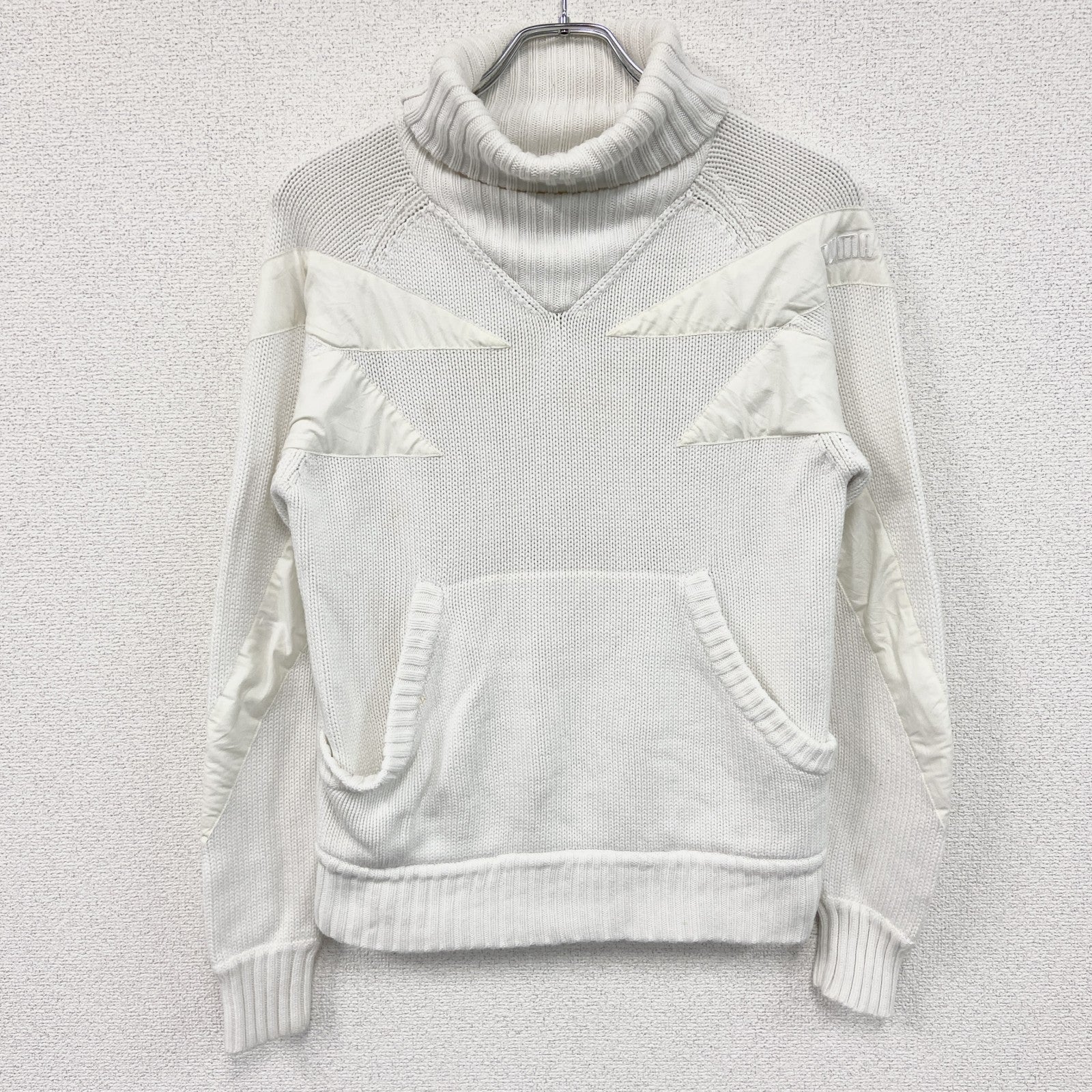 ～90s　PUMA　プーマ　ニットセーター　ヴィンテージ　白　ホワイト　Sサイズ