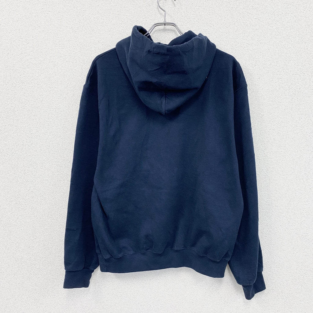00s　champion　チャンピオン　スウェットパーカー/フーディー　アーチプリント　刺繍ロゴ　ワッペン　紺　ネイビー　Lサイズ