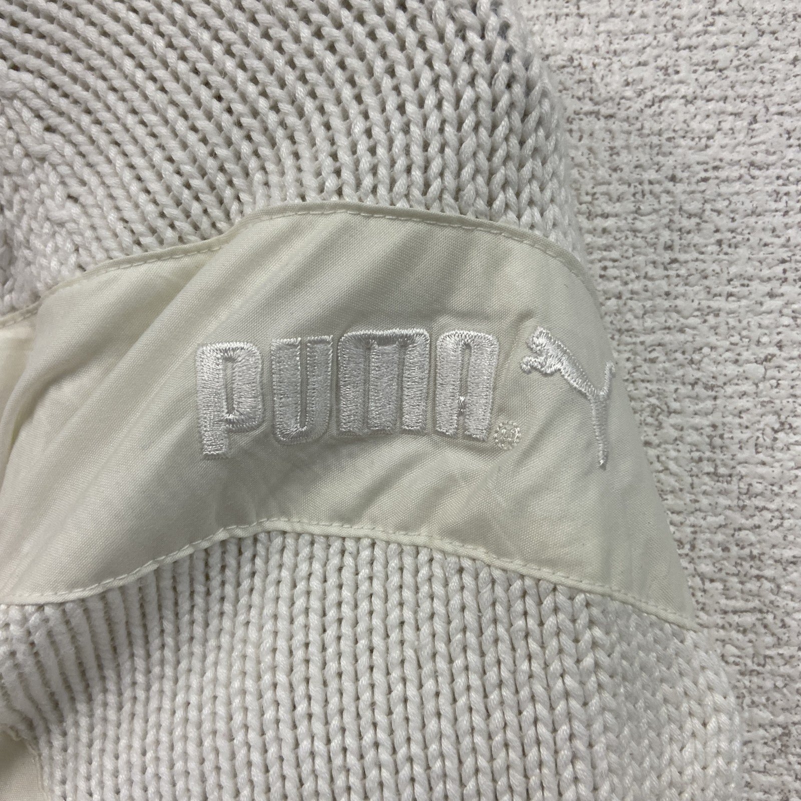 ～90s　PUMA　プーマ　ニットセーター　ヴィンテージ　白　ホワイト　Sサイズ