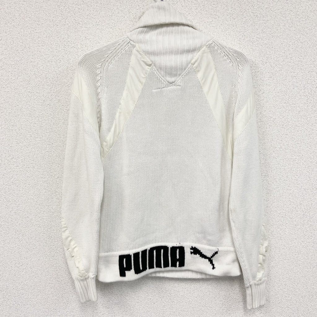 ～90s　PUMA　プーマ　ニットセーター　ヴィンテージ　白　ホワイト　Sサイズ
