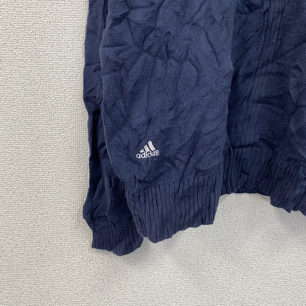 00s　adidas　アディダス　ハーフジップコットンニットセーター　ヴィンテージ　紺　ネイビー　XLサイズ
